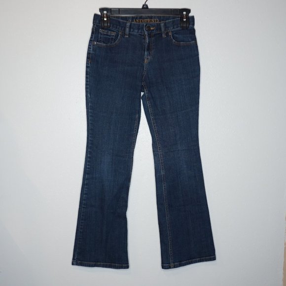Lands' End Flare Leg Jeans Dark Wash Denim High Rise Women 6 - Picture 1 of 4